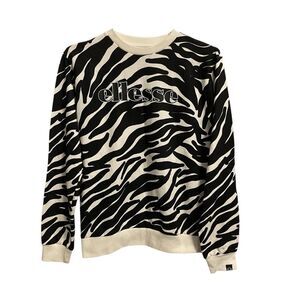 Ellesse Zebra Printed Sweatshirt Long Sleeves Black White Size 2